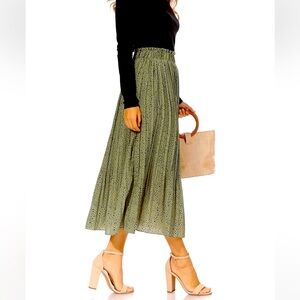 Pleated Polka Dot Midi Skirt